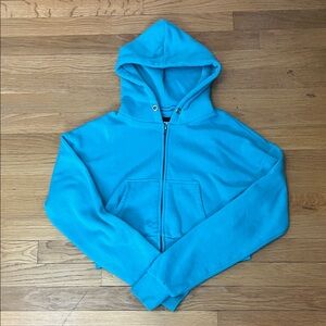 Katie J NYC Bright Turquoise Zip-Up Hoodie